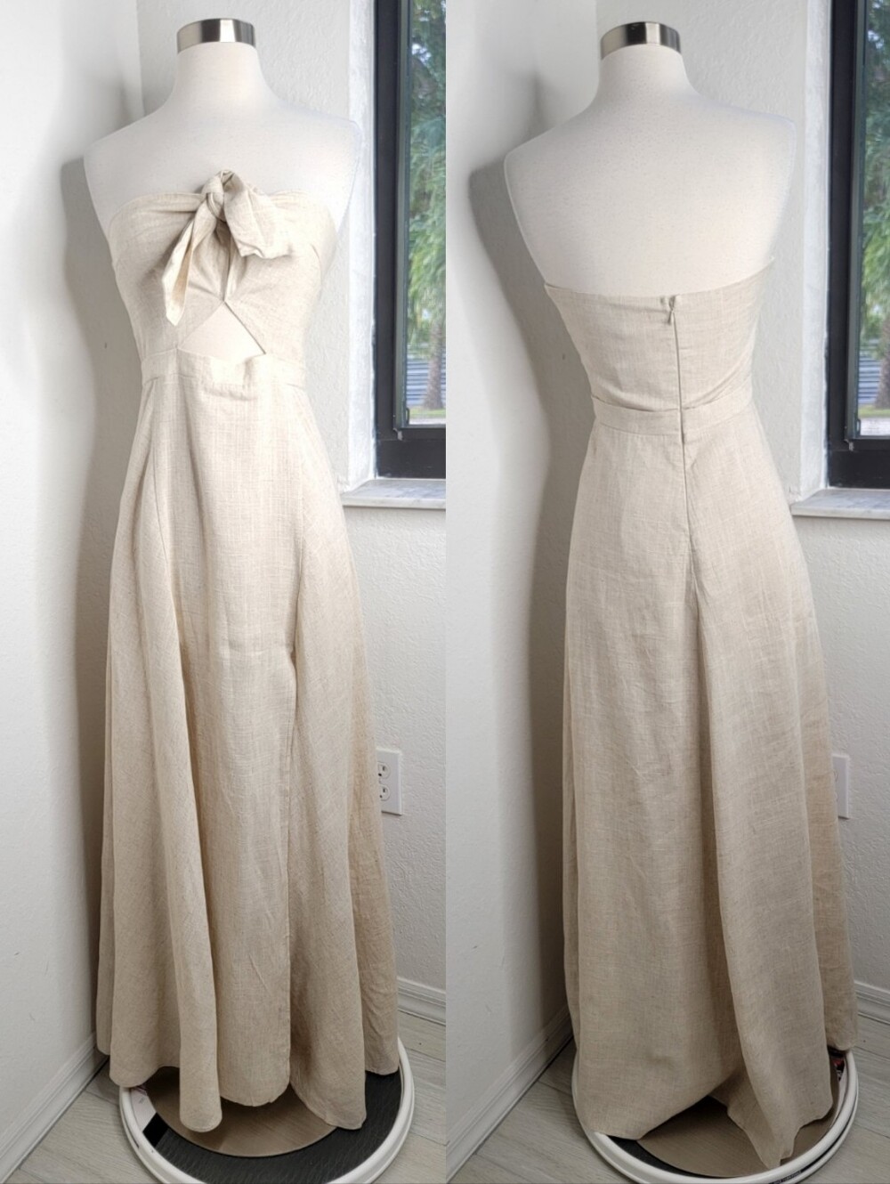 SKYLAR + MADISON Linen Blend Strapless Maxi Dres S.